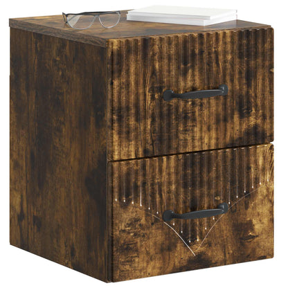 Wall-Mounted Bedside Cabinet 2 pcs Smoked Oak 34.5 x 33 x 40 cm