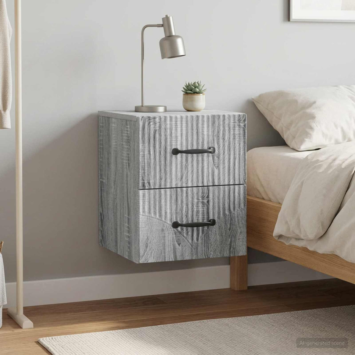 Wall-Mounted Bedside Cabinet 2 pcs Grey Sonoma