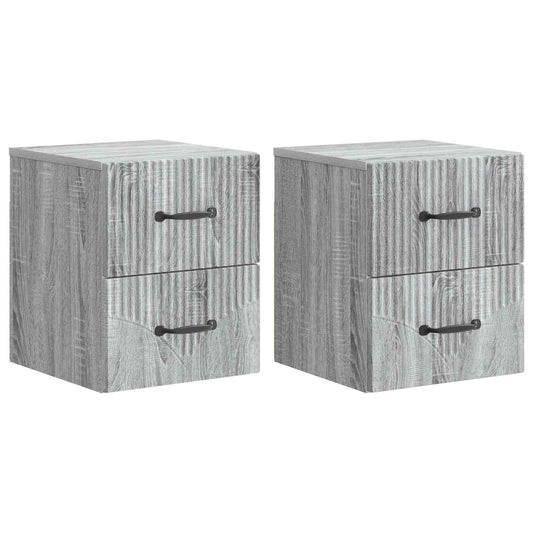 Wall-Mounted Bedside Cabinet 2 pcs Grey Sonoma
