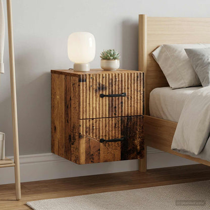 Wall-Mounted Bedside Cabinet 2 pcs Old Wood 34.5 x 33 x 40 cm