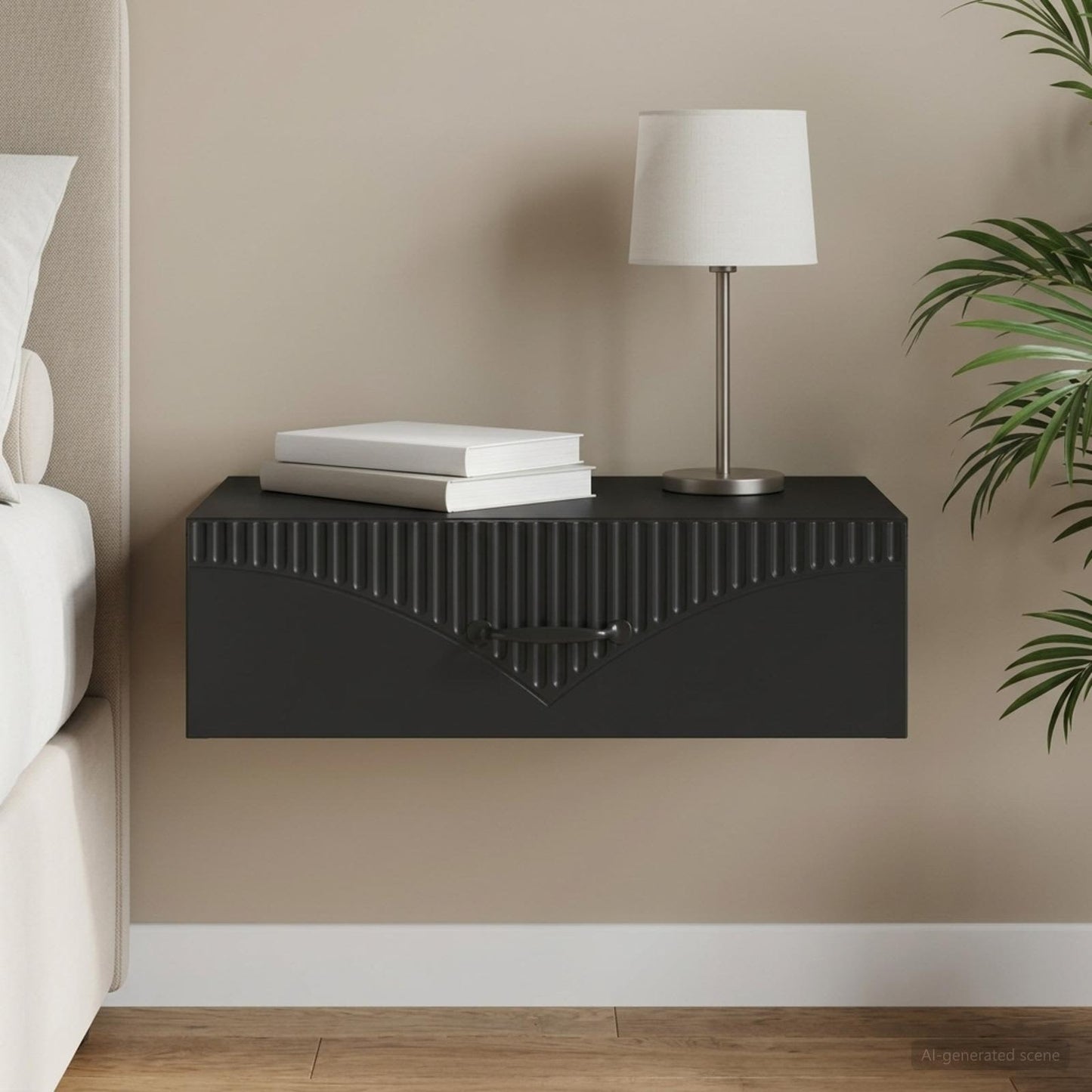 Wall-Mounted Side Table 59 x 34.5 x 17 cm Engineered Wood Black