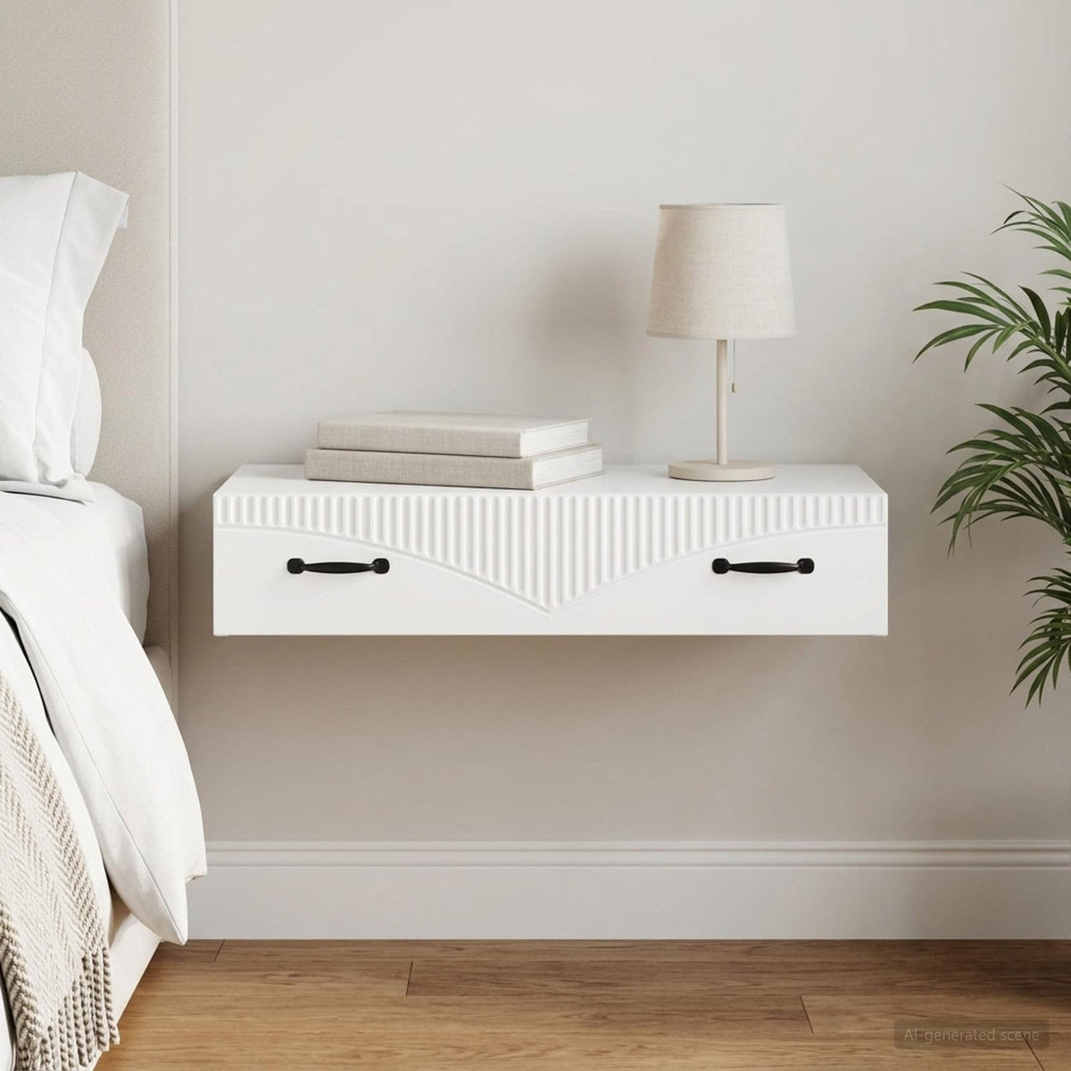 Wall-Mounted Side Table Wall-mounted White 87.5 x 34.5 x 17 cm