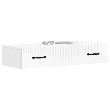 Wall-Mounted Side Table High Gloss White 87.5 x 34.5 x 17 cm