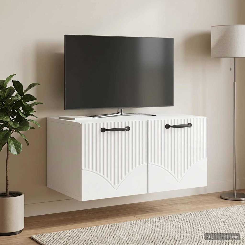 Wall-Mounted TV Cabinet High Gloss White 59.5 x 41 x 30 cm