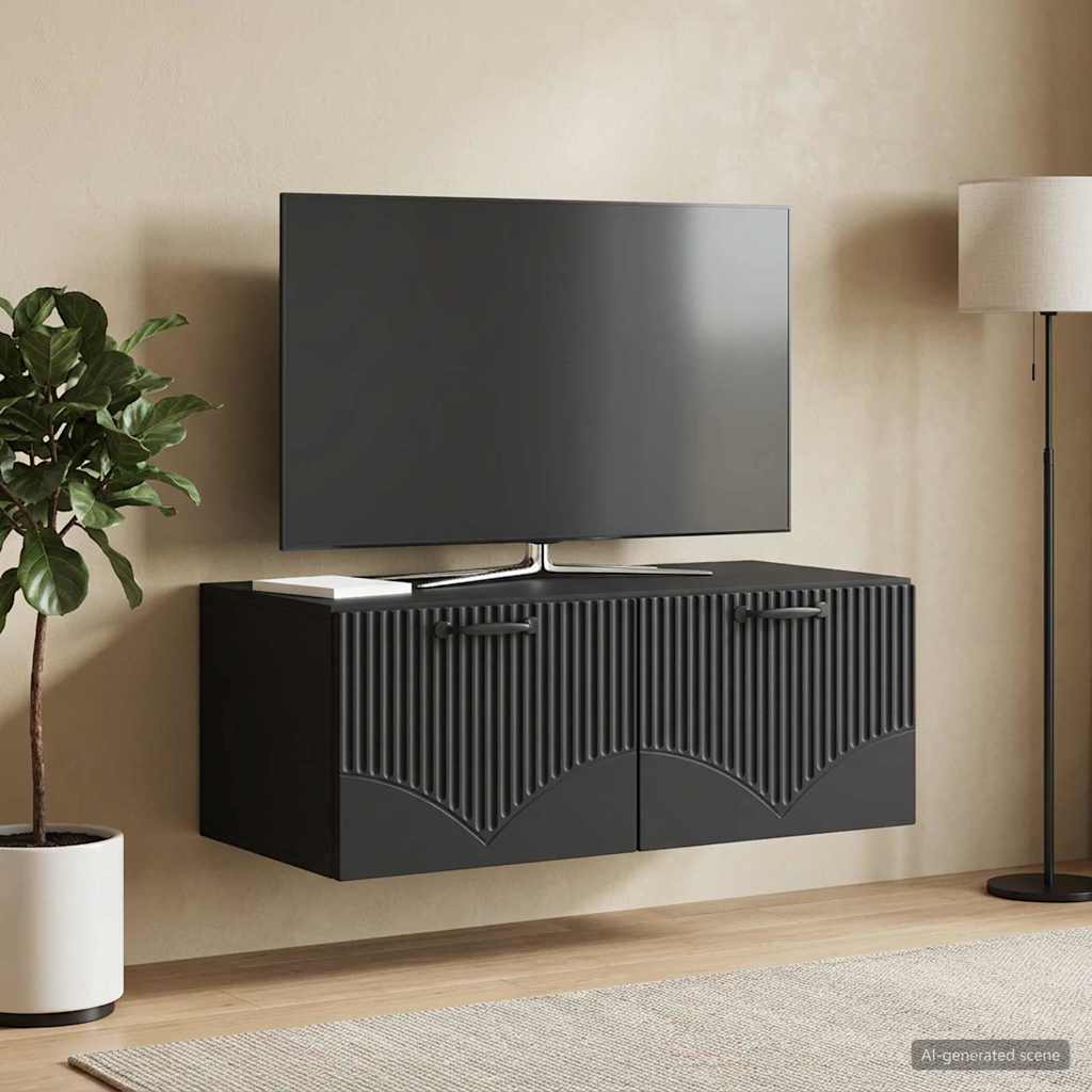 Wall-Mounted TV Cabinet Black 78.5 x 41 x 30 cm Engineered Wood