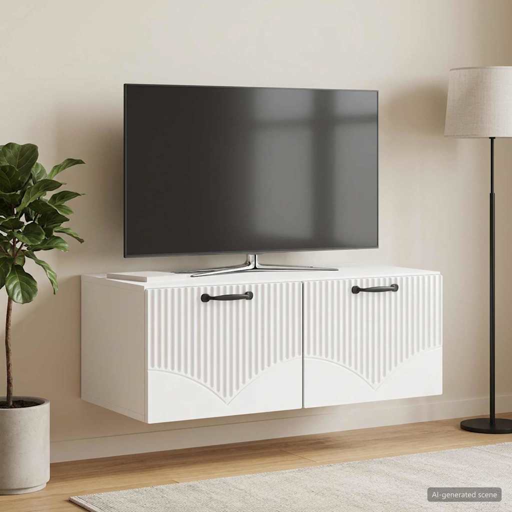 Wall-Mounted TV Cabinet High Gloss White 78.5 x 41 x 30 cm