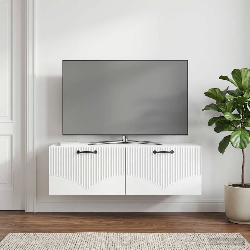 Wall-Mounted TV Cabinet White 98 x 41 x 30 cm Engineered Wood