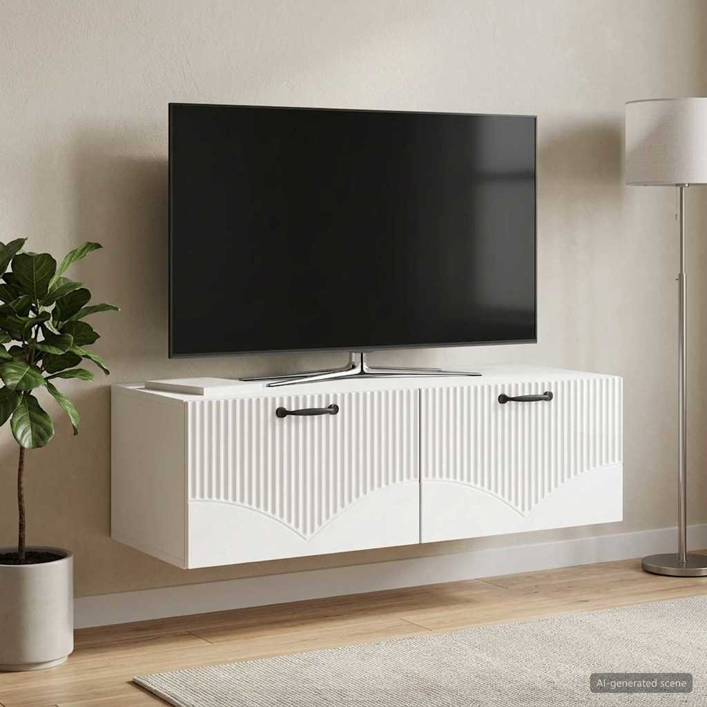 Wall-Mounted TV Cabinet High Gloss White 98 x 41 x 30 cm