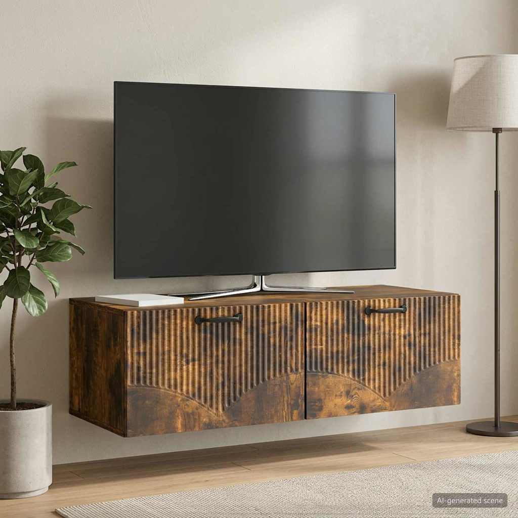 Wall-Mounted TV Cabinet Smoked Oak 98 x 41 x 30 cm