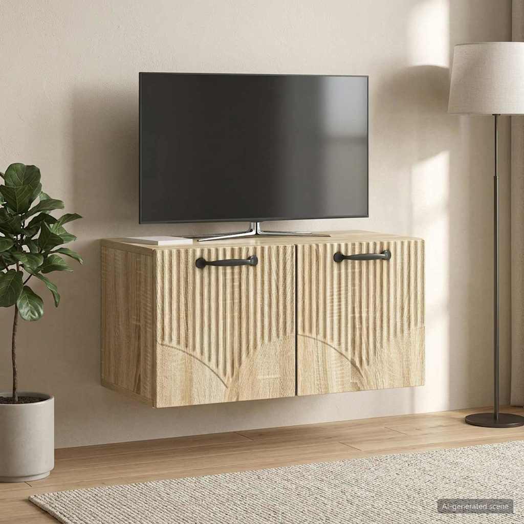 Wall-Mounted TV Cabinet Sonoma Oak 59.5 x 31 x 30 cm