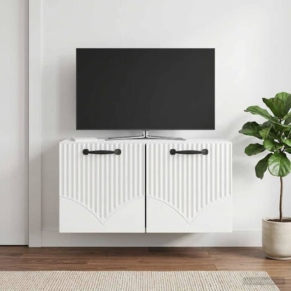 Wall-Mounted TV Cabinet High Gloss White 59.5 x 31 x 30 cm