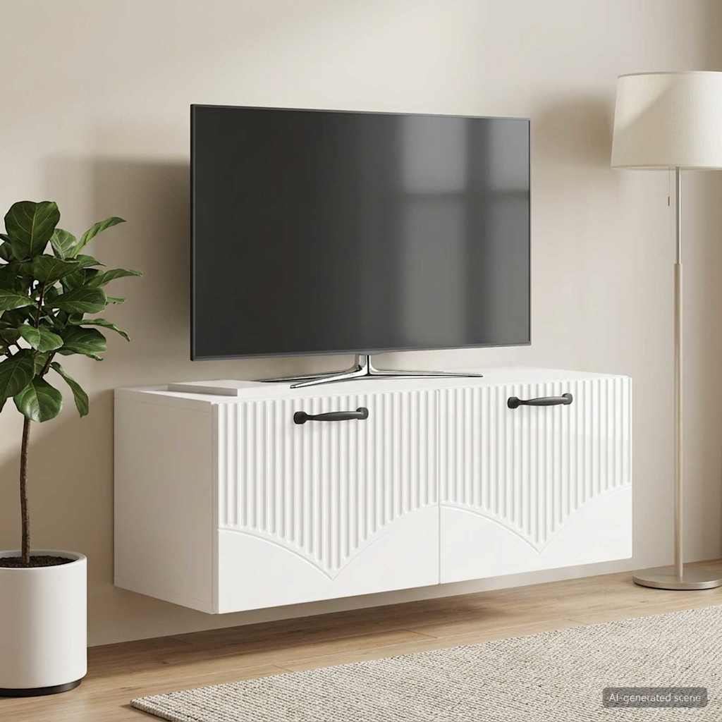 Wall-Mounted TV Cabinet High Gloss White 78.5 x 31 x 30 cm