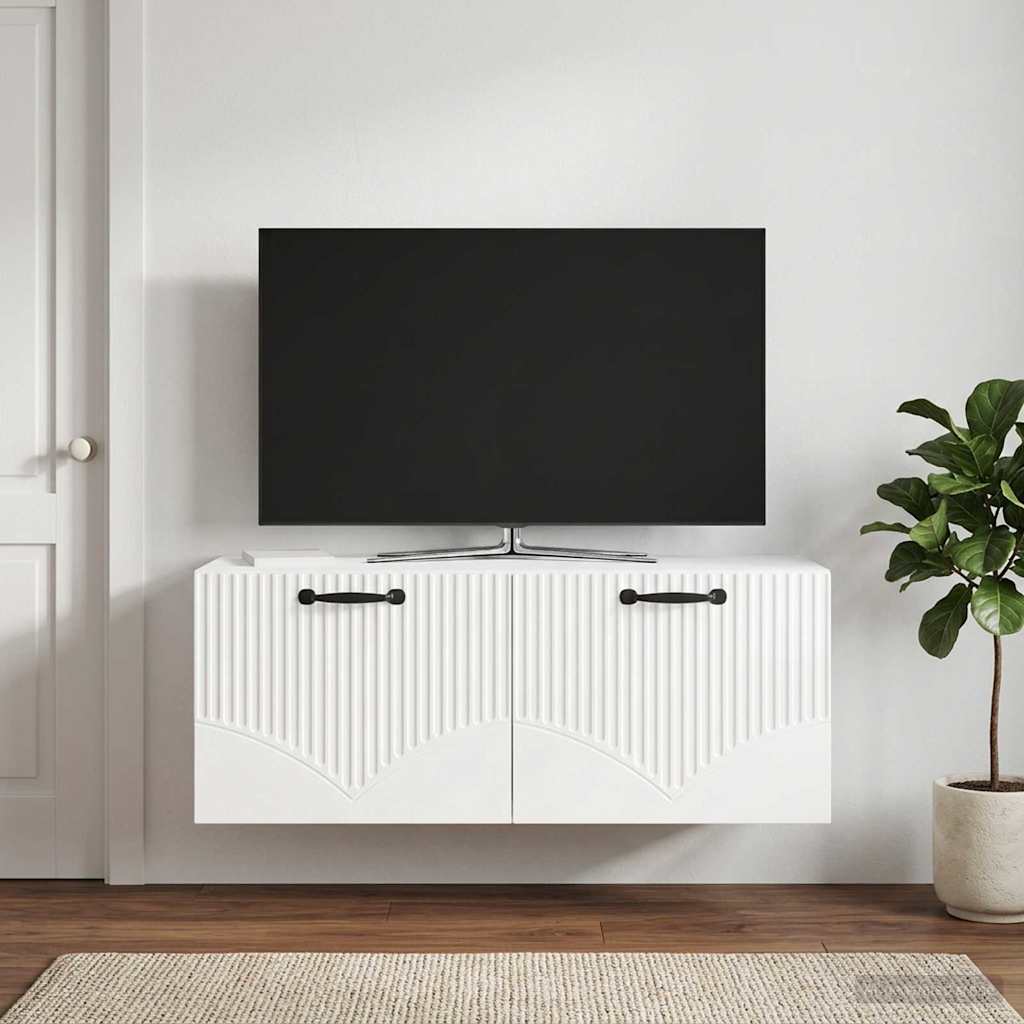 Wall-Mounted TV Cabinet High Gloss White 78.5 x 31 x 30 cm