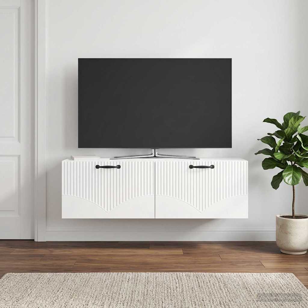 Wall-Mounted TV Cabinet High Gloss White 98 x 31 x 30 cm