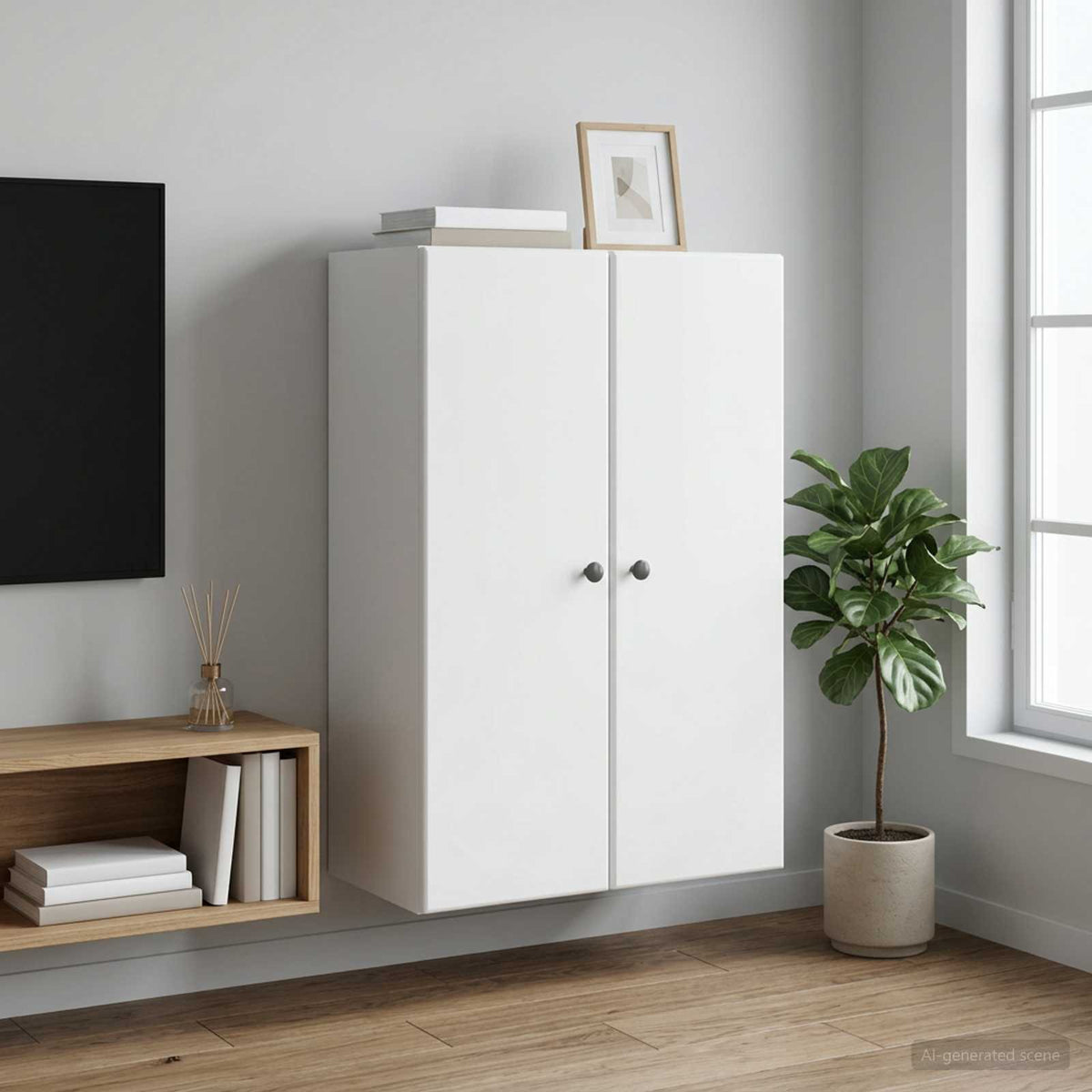 Wall-Mounted Cabinet White 66 x 34.5 x 90 cm Engineered Wood