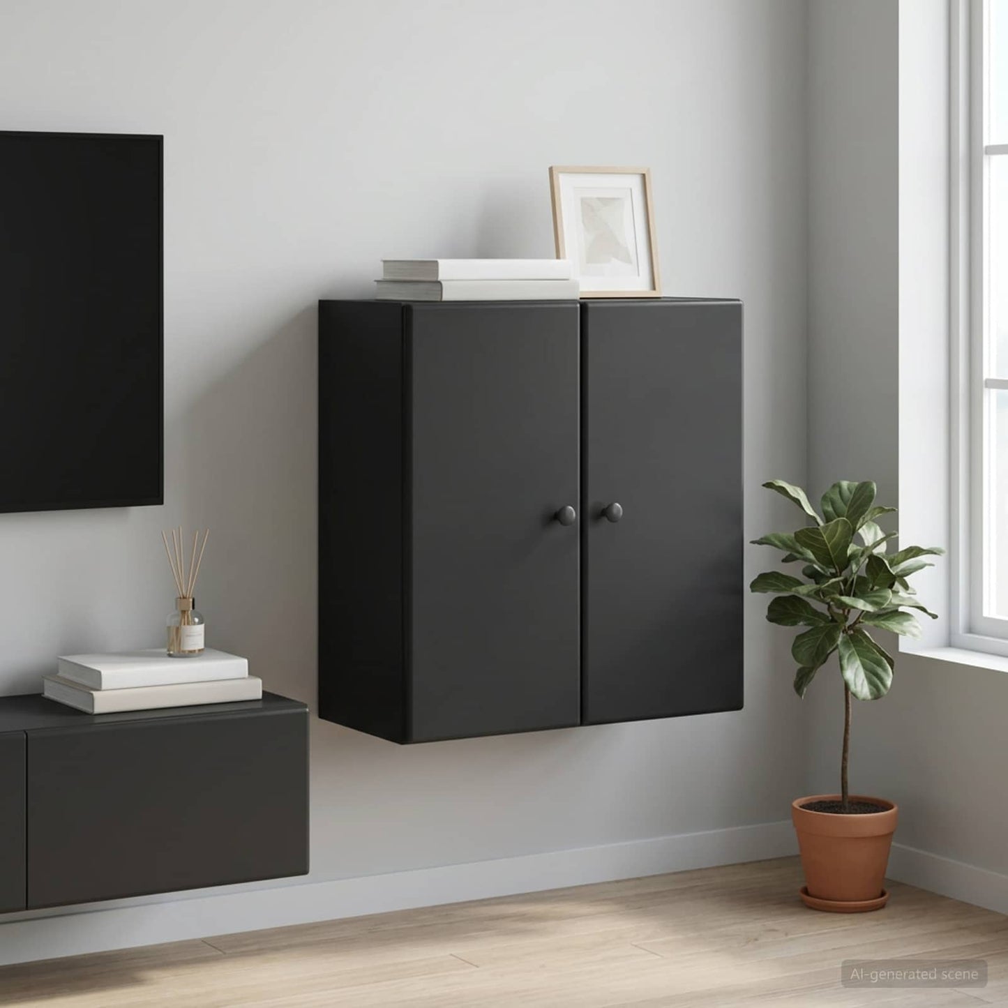 Wall-Mounted Cabinet 59 x 31 x 60 cm Engineered Wood Black