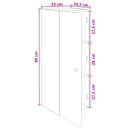 Wall-Mounted Cabinet High Gloss White 33 x 34.5 x 90 cm