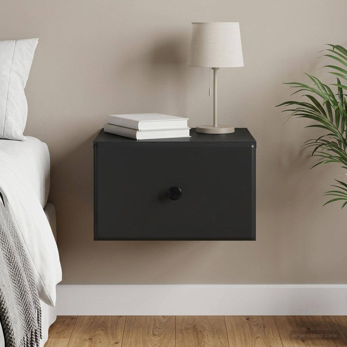 Wall-Mounted Bedside Cabinet Black 34.5 x 33 x 20 cm