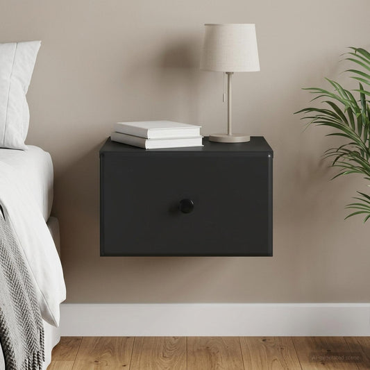 Wall-Mounted Bedside Cabinet Black 34.5 x 33 x 20 cm