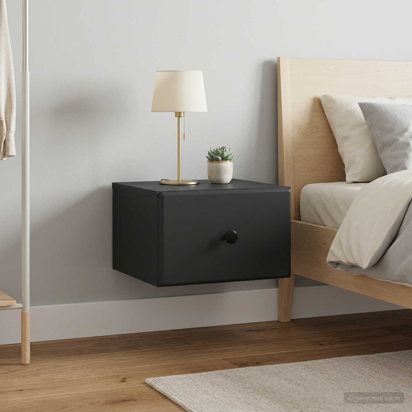 Wall-Mounted Bedside Cabinet 2 pcs Black 34.5 x 33 x 20 cm