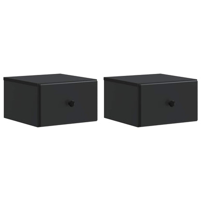 Wall-Mounted Bedside Cabinet 2 pcs Black 34.5 x 33 x 20 cm