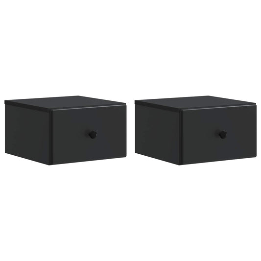 Wall-Mounted Bedside Cabinet 2 pcs Black 34.5 x 33 x 20 cm