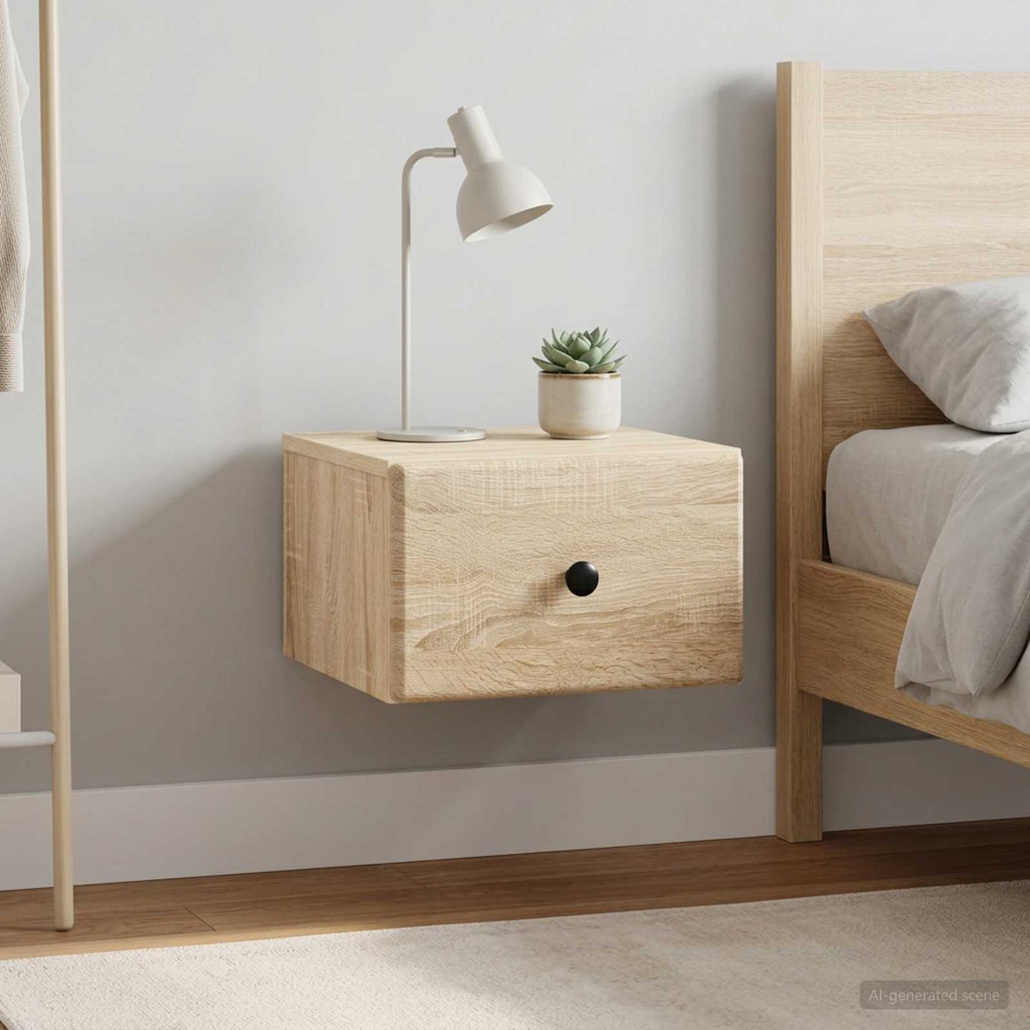 Wall-Mounted Bedside Cabinet 2 pcs Sonoma Oak 34.5 x 33 x 20 cm