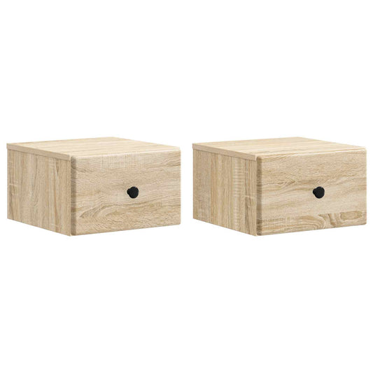 Wall-Mounted Bedside Cabinet 2 pcs Sonoma Oak 34.5 x 33 x 20 cm
