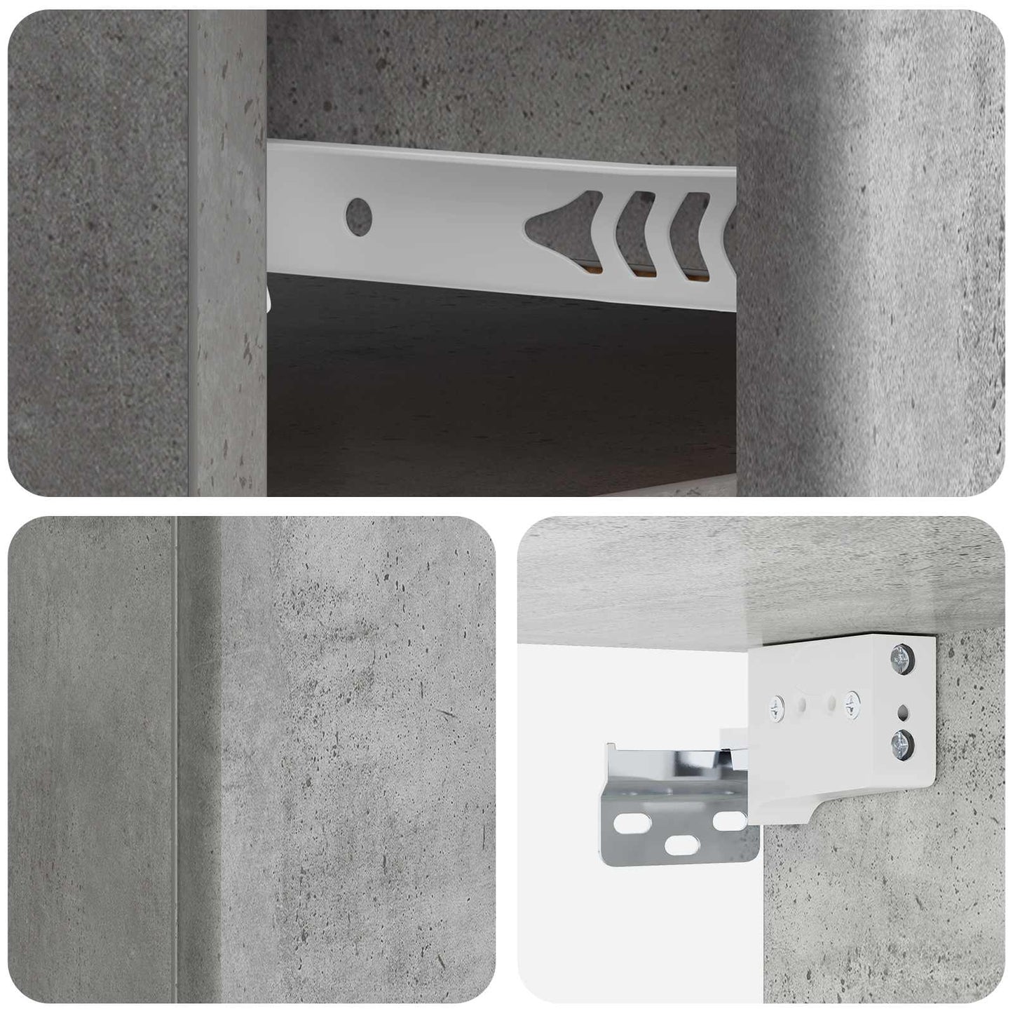 Wall-Mounted Bedside Cabinet Concrete Grey 34.5 x 33 x 20 cm