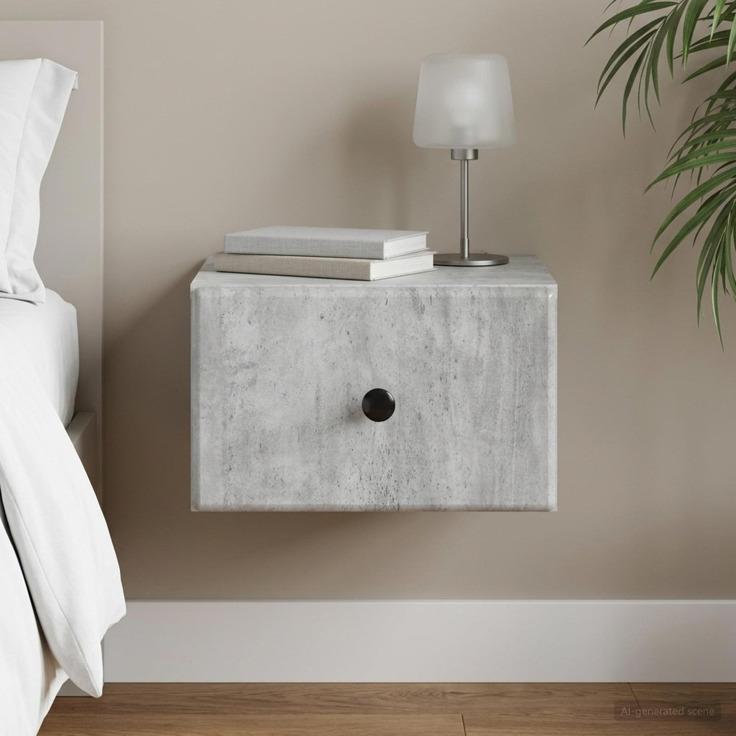 Wall-Mounted Bedside Cabinet Concrete Grey 34.5 x 33 x 20 cm