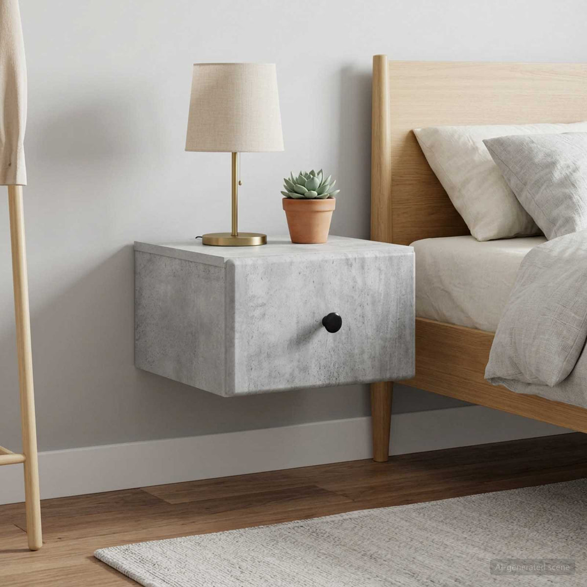 Wall-Mounted Bedside Cabinet 2 pcs Concrete Grey