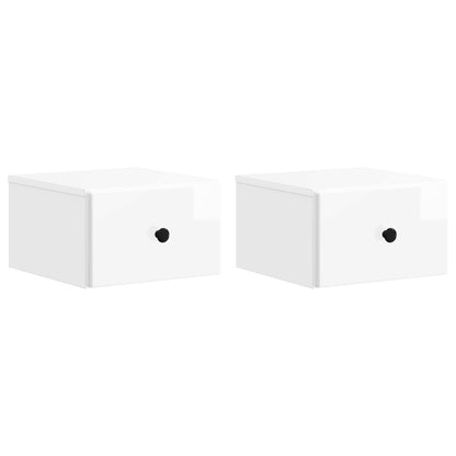 Wall-Mounted Bedside Cabinet with Drawer 2 pcs High Gloss White