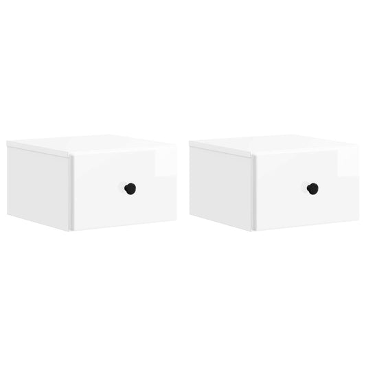 Wall-Mounted Bedside Cabinet 2 pcs High Gloss White