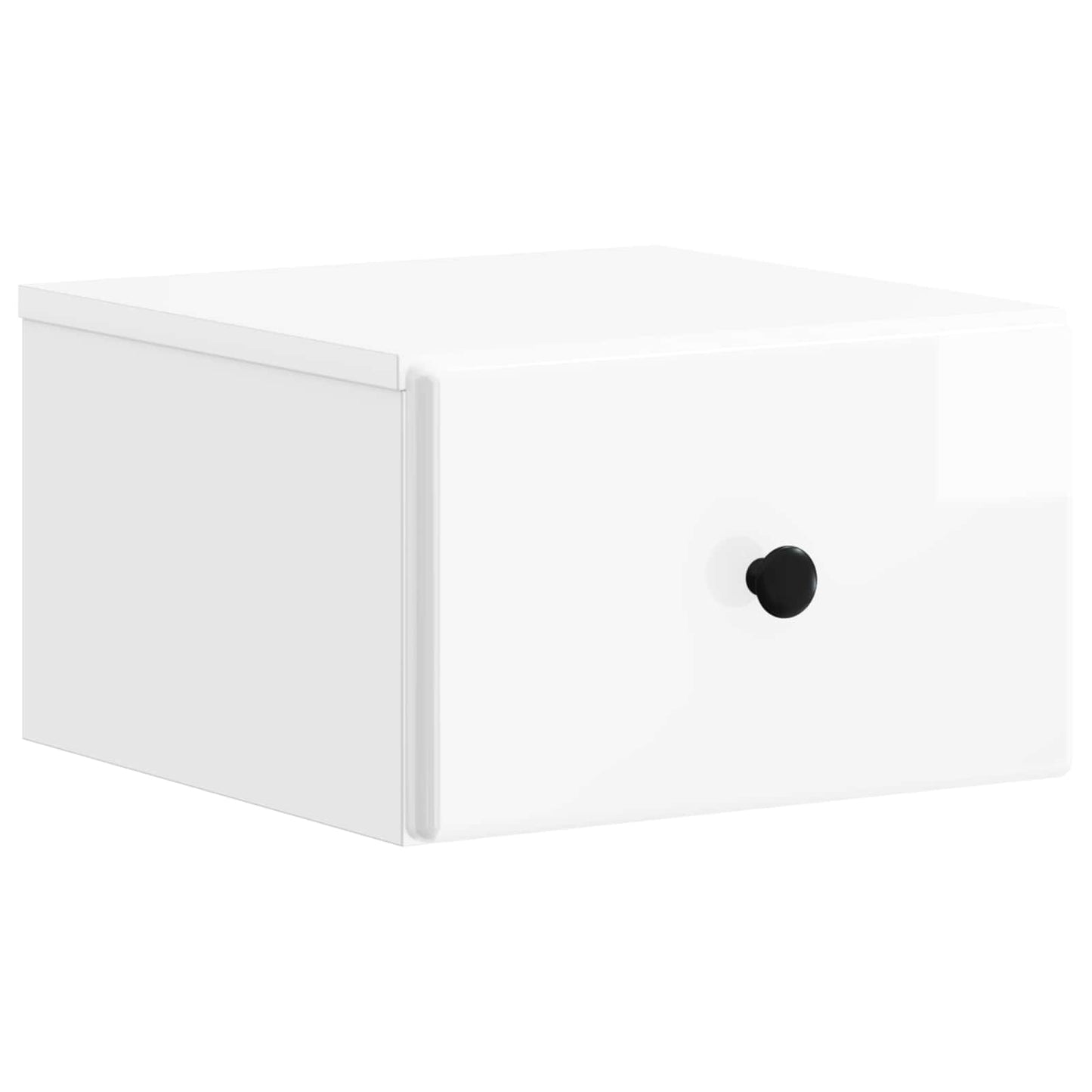 Wall-Mounted Bedside Cabinet with Drawer 2 pcs High Gloss White