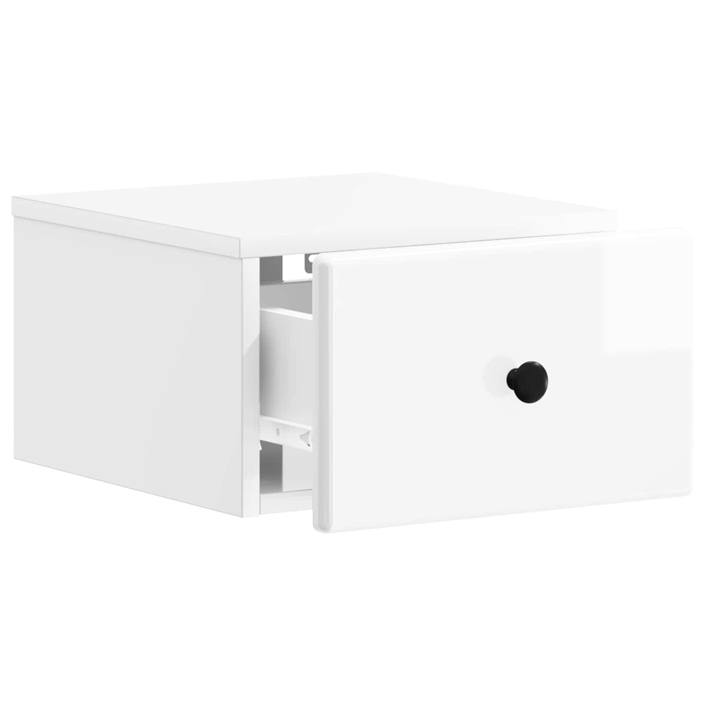 Wall-Mounted Bedside Cabinet with Drawer 2 pcs High Gloss White