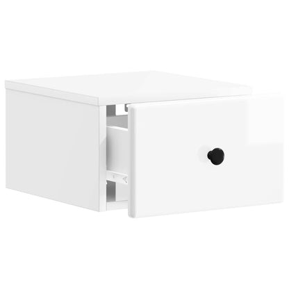 Wall-Mounted Bedside Cabinet with Drawer 2 pcs High Gloss White