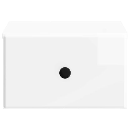 Wall-Mounted Bedside Cabinet with Drawer 2 pcs High Gloss White