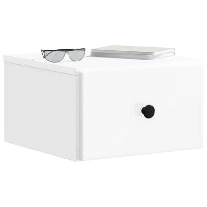 Wall-Mounted Bedside Cabinet with Drawer 2 pcs High Gloss White