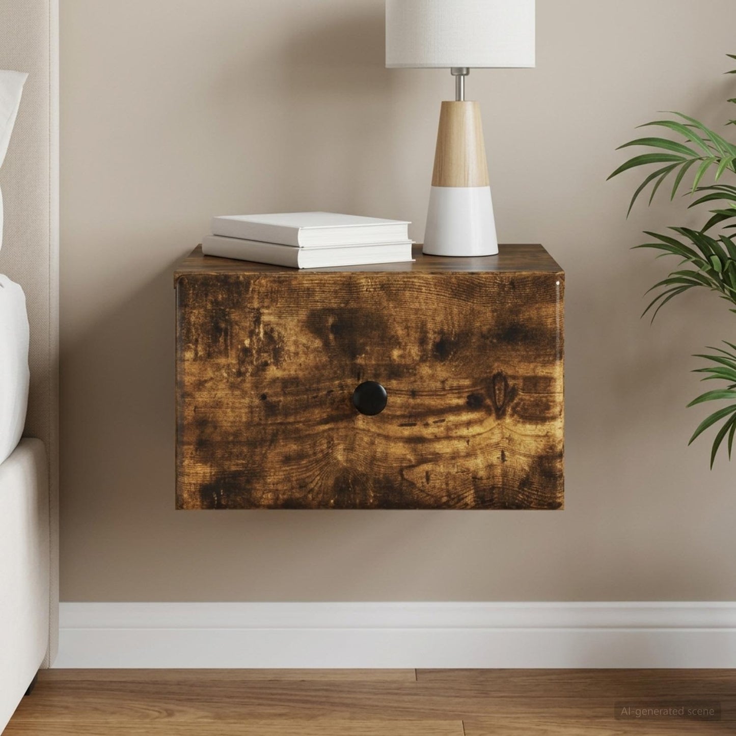 Wall-Mounted Bedside Cabinet Smoked Oak 34.5 x 33 x 20 cm
