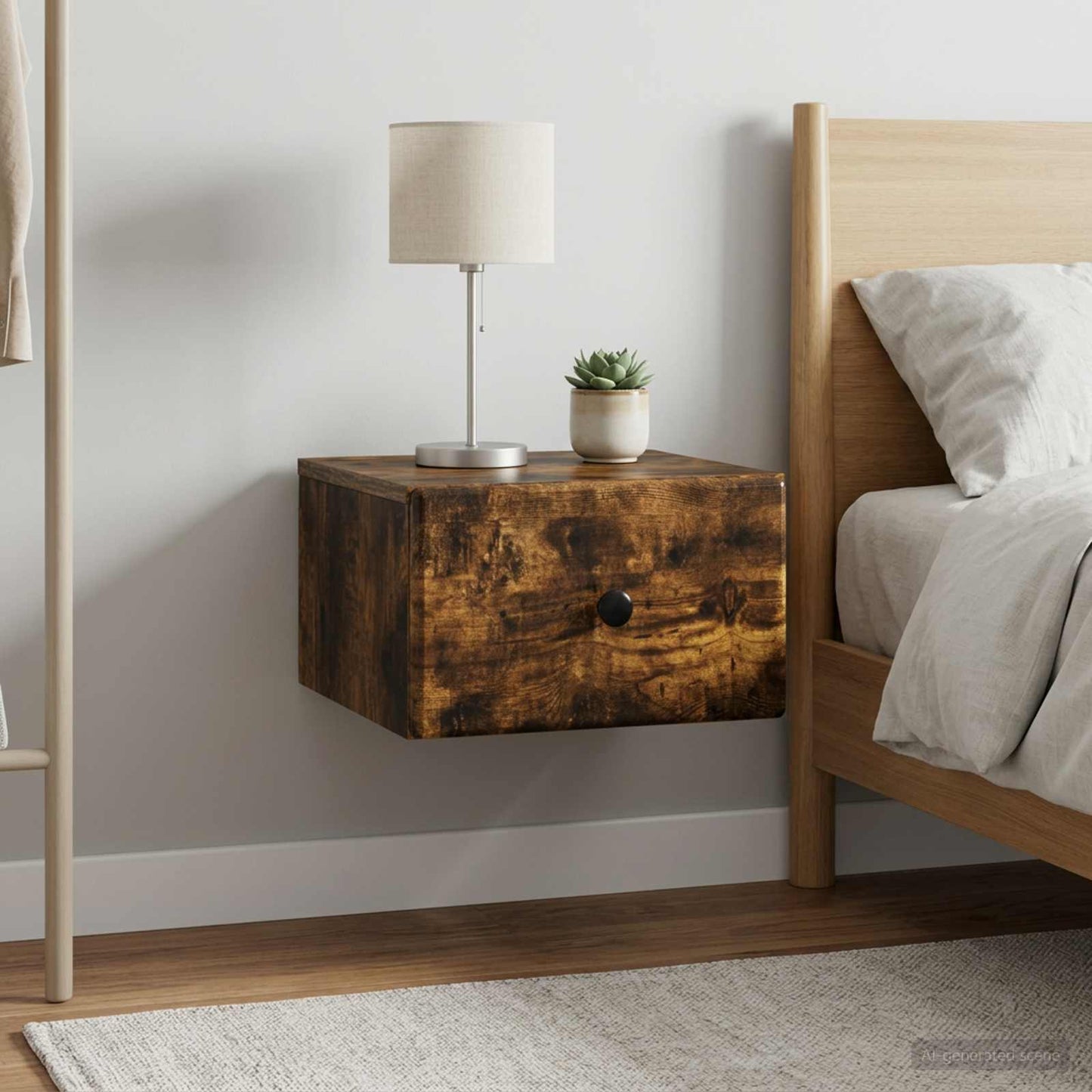 Wall-Mounted Bedside Cabinet 2 pcs Smoked Oak 34.5 x 33 x 20 cm