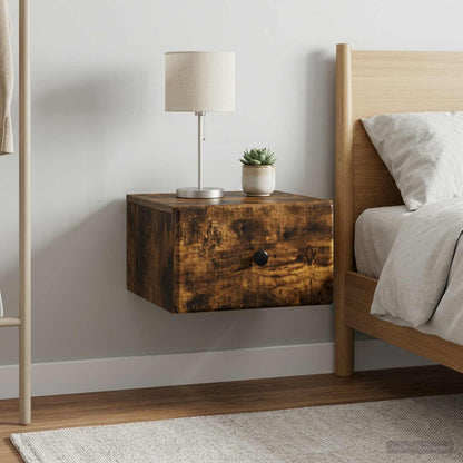 Wall-Mounted Bedside Cabinet 2 pcs Smoked Oak 34.5 x 33 x 20 cm