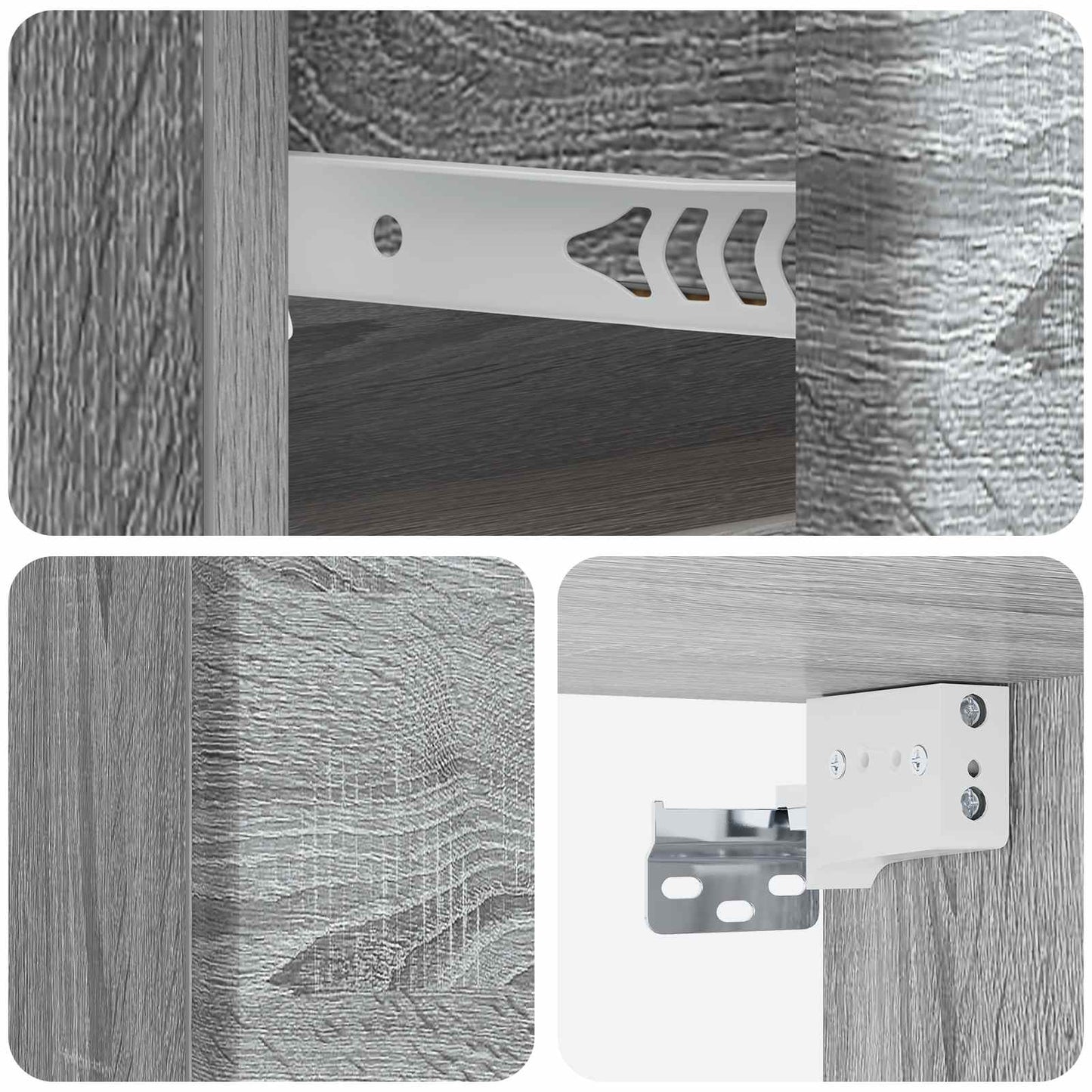 Wall-Mounted Bedside Cabinet Grey Sonoma 34.5 x 33 x 20 cm