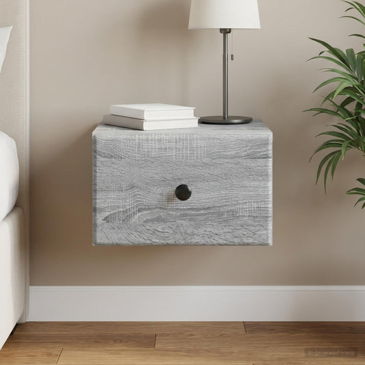 Wall-Mounted Bedside Cabinet Grey Sonoma 34.5 x 33 x 20 cm
