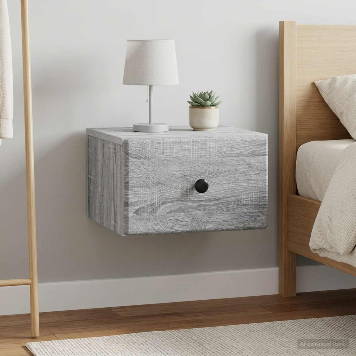 Wall-Mounted Bedside Cabinet 2 pcs Grey Sonoma