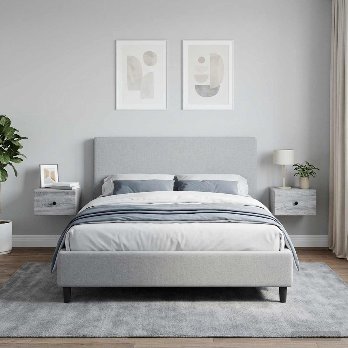 Wall-Mounted Bedside Cabinet 2 pcs Grey Sonoma