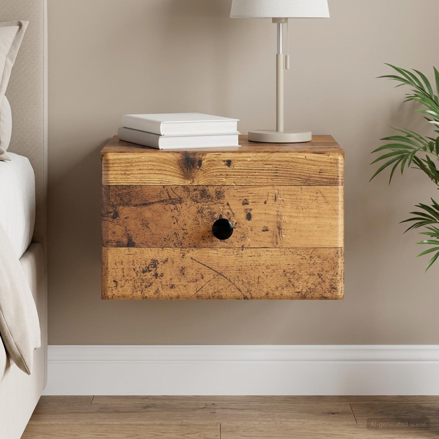 Wall-Mounted Bedside Cabinet Old Wood 34.5 x 33 x 20 cm