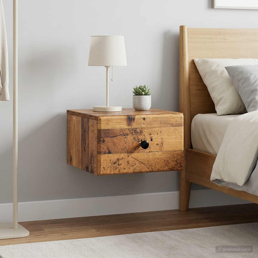 Wall-Mounted Bedside Cabinet 2 pcs Old Wood 34.5 x 33 x 20 cm