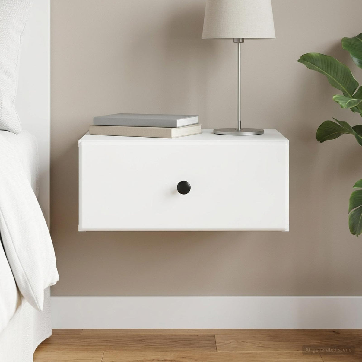 Wall-Mounted Bedside Cabinet White 49 x 34.5 x 20 cm
