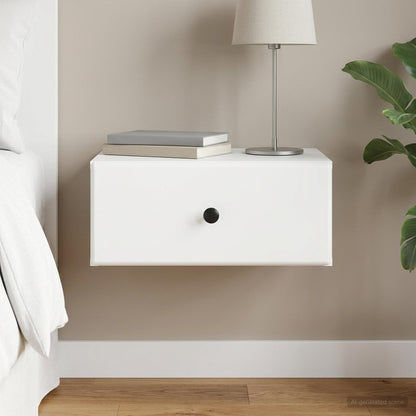 Wall-Mounted Bedside Cabinet White 49 x 34.5 x 20 cm