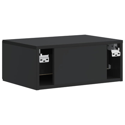 Wall-Mounted Bedside Cabinet Black 49 x 34.5 x 20 cm
